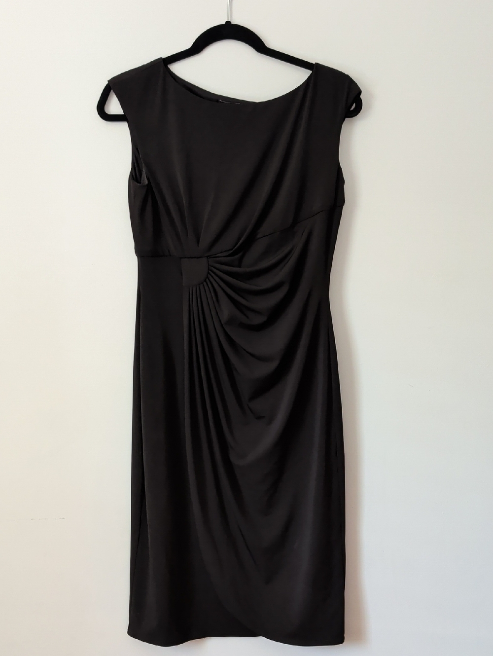 White House Black Market Black Midi Ruched Side Dress